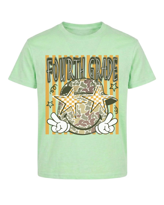 Camo Smiley Fifth Grade Back To School Youth Tee