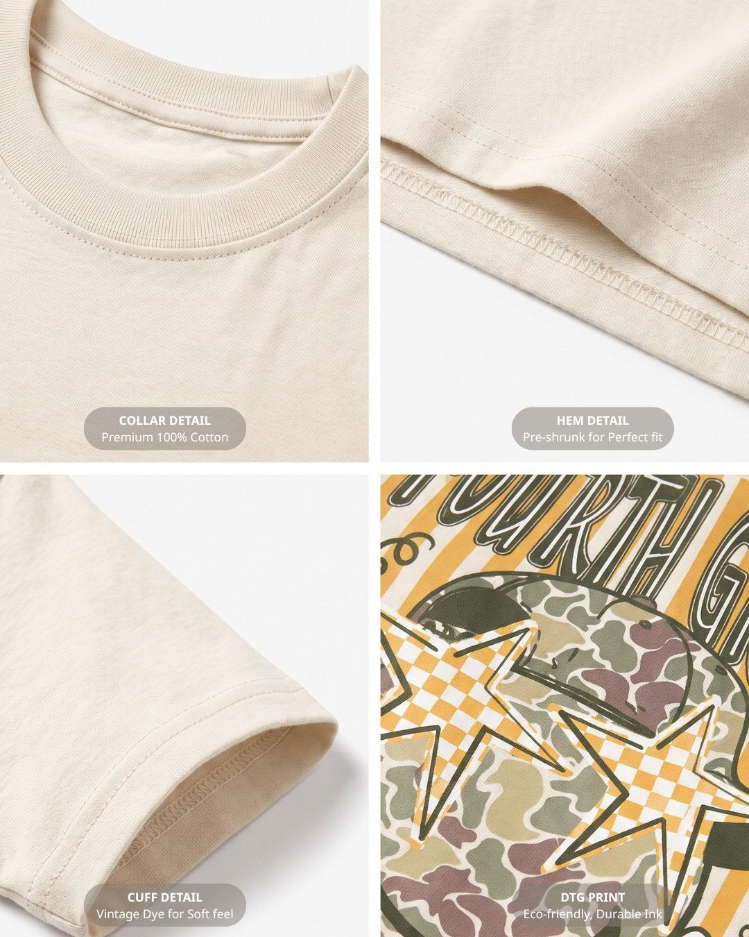 Camo Smiley Fifth Grade Back To School Youth Tee