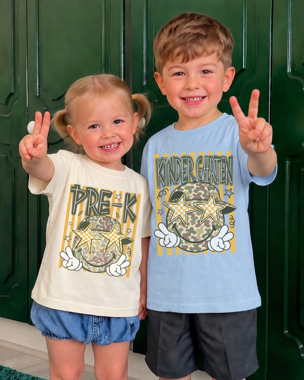 Camo Smiley Fifth Grade Back To School Youth Tee