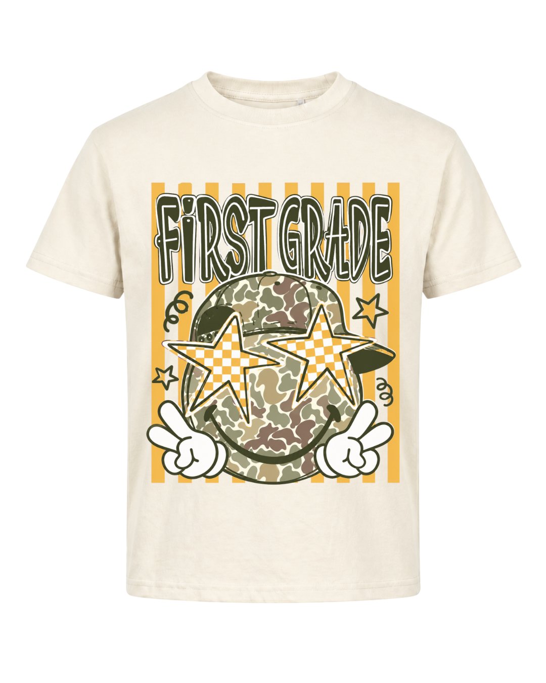 Camo Smiley Fifth Grade Back To School Youth Tee