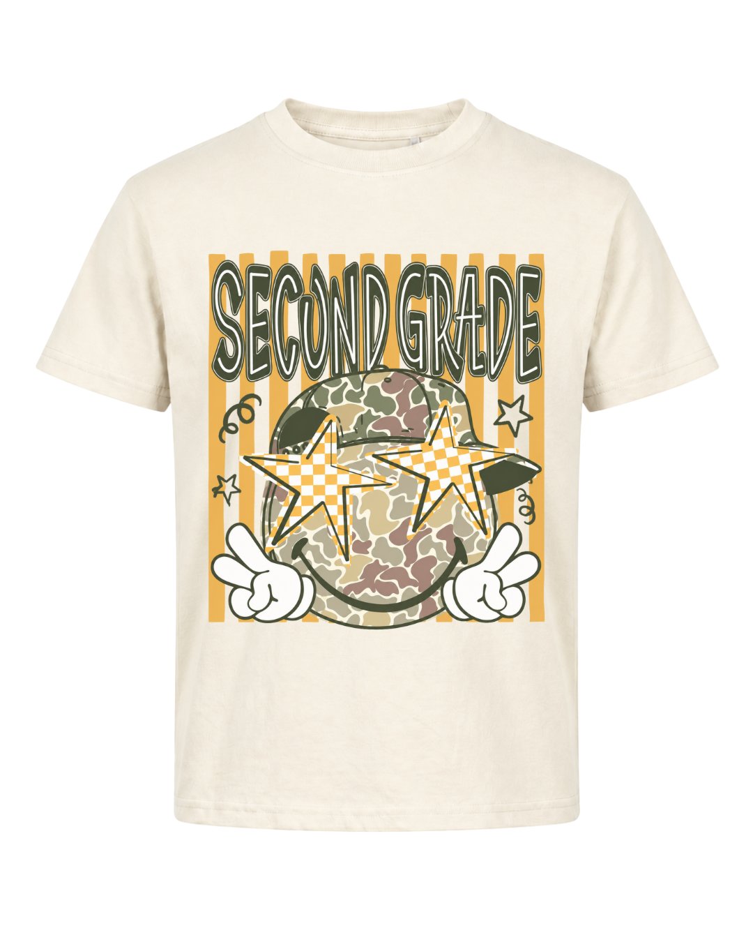 Camo Smiley Fifth Grade Back To School Youth Tee