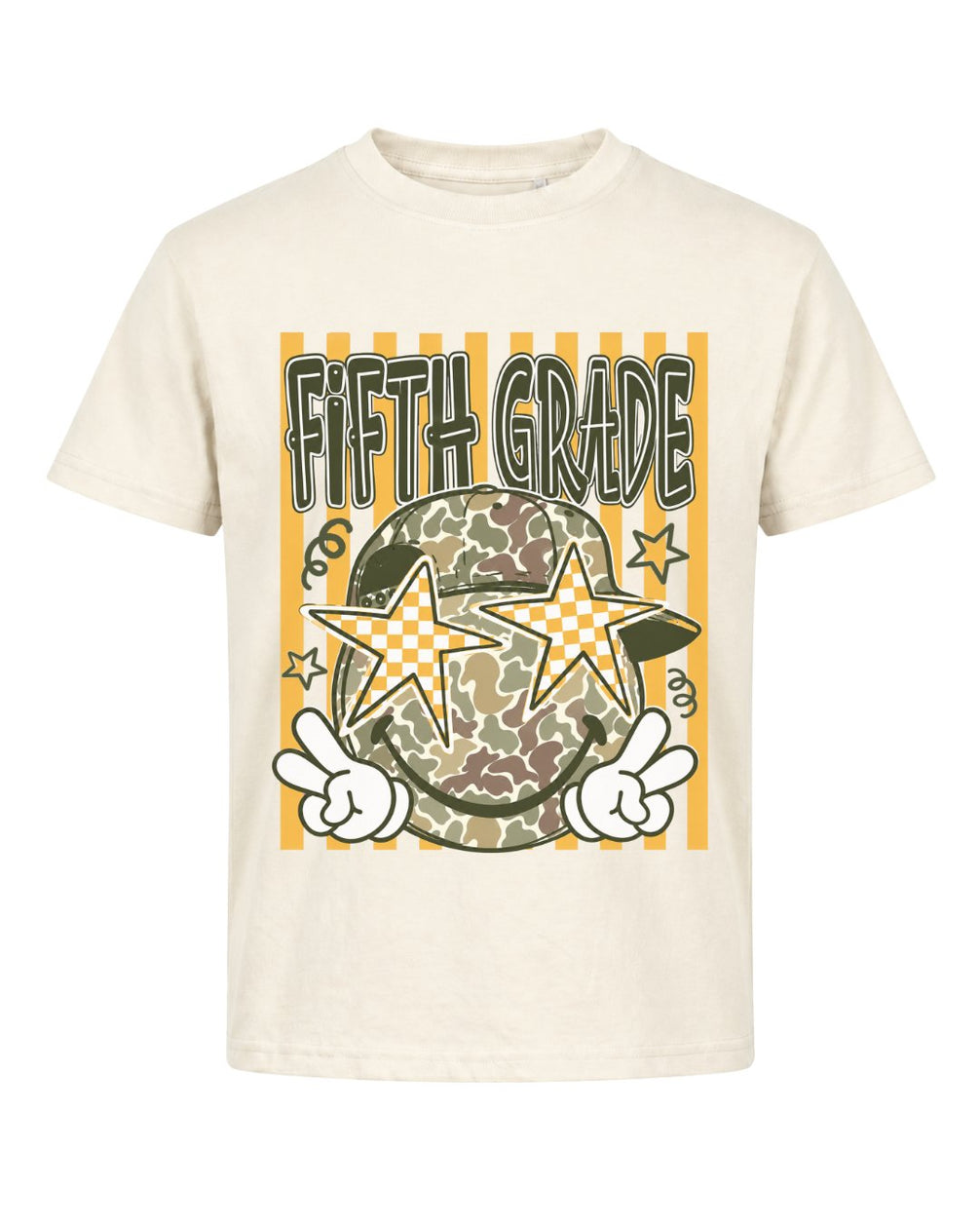 Camo Smiley Fifth Grade Back To School Youth Tee