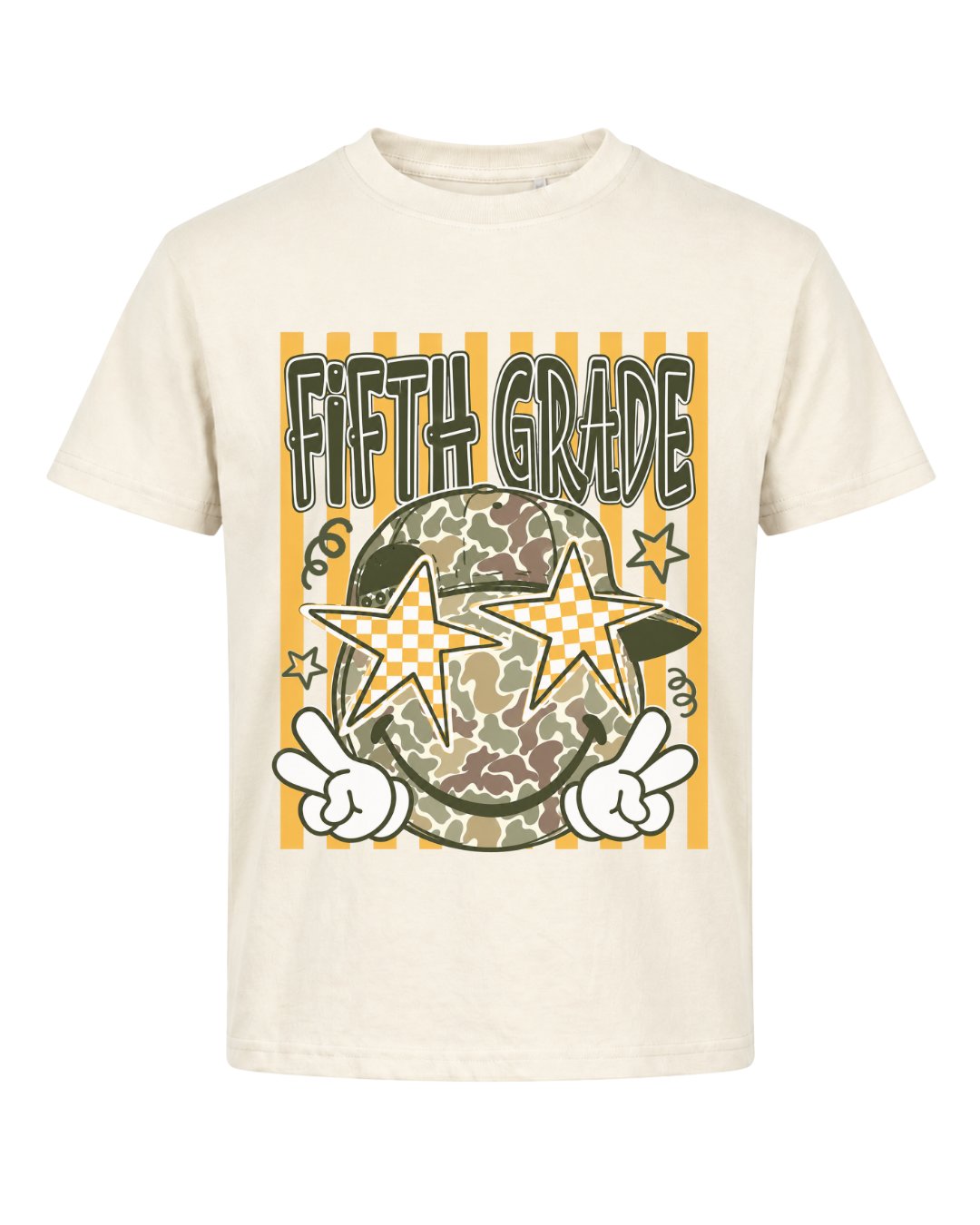 Camo Smiley Fifth Grade Back To School Youth Tee