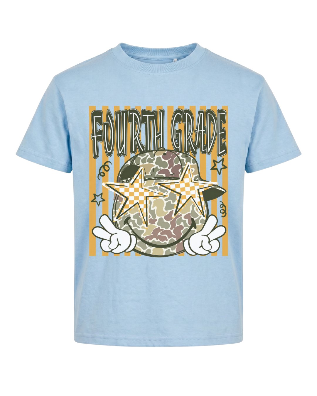 Camo Smiley Fifth Grade Back To School Youth Tee
