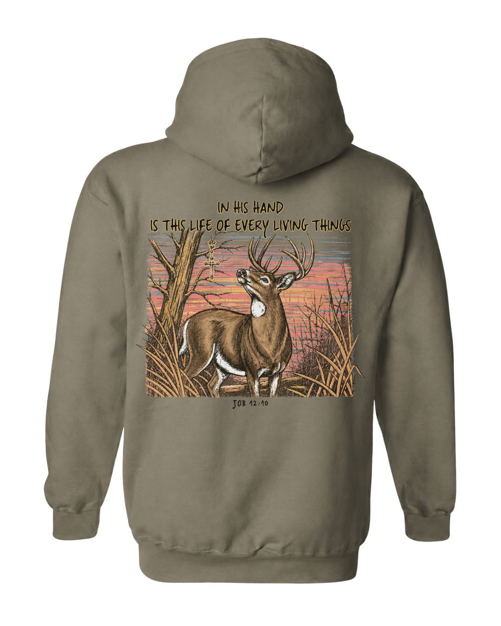 Christian Deer Job 12:10 Hoodie