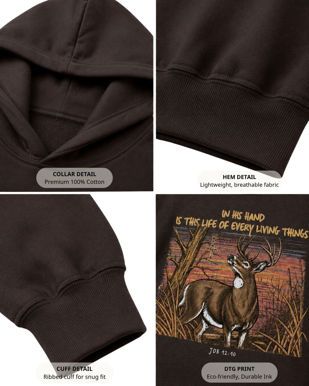 Christian Deer Job 12:10 Hoodie