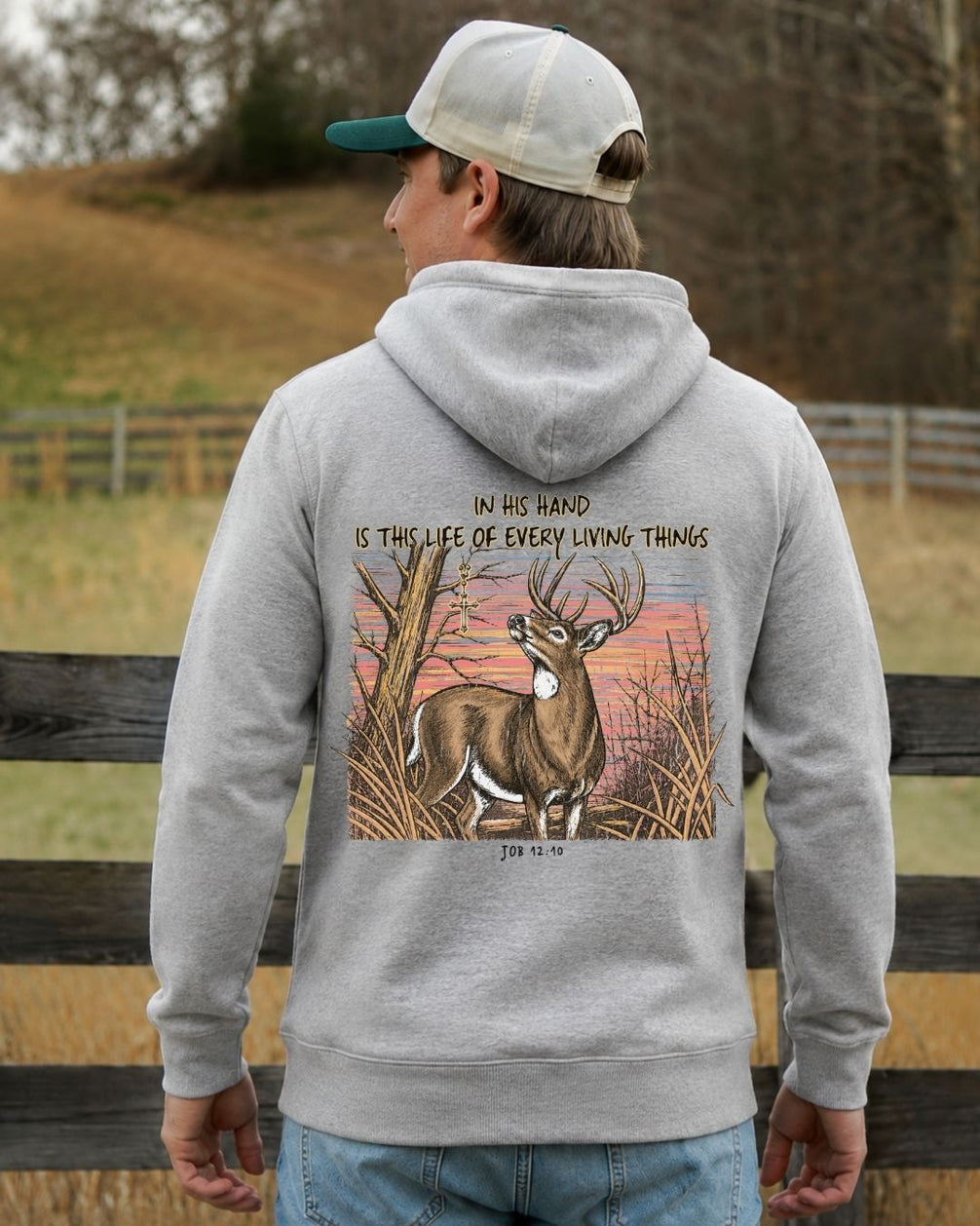 Christian Deer Job 12:10 Hoodie