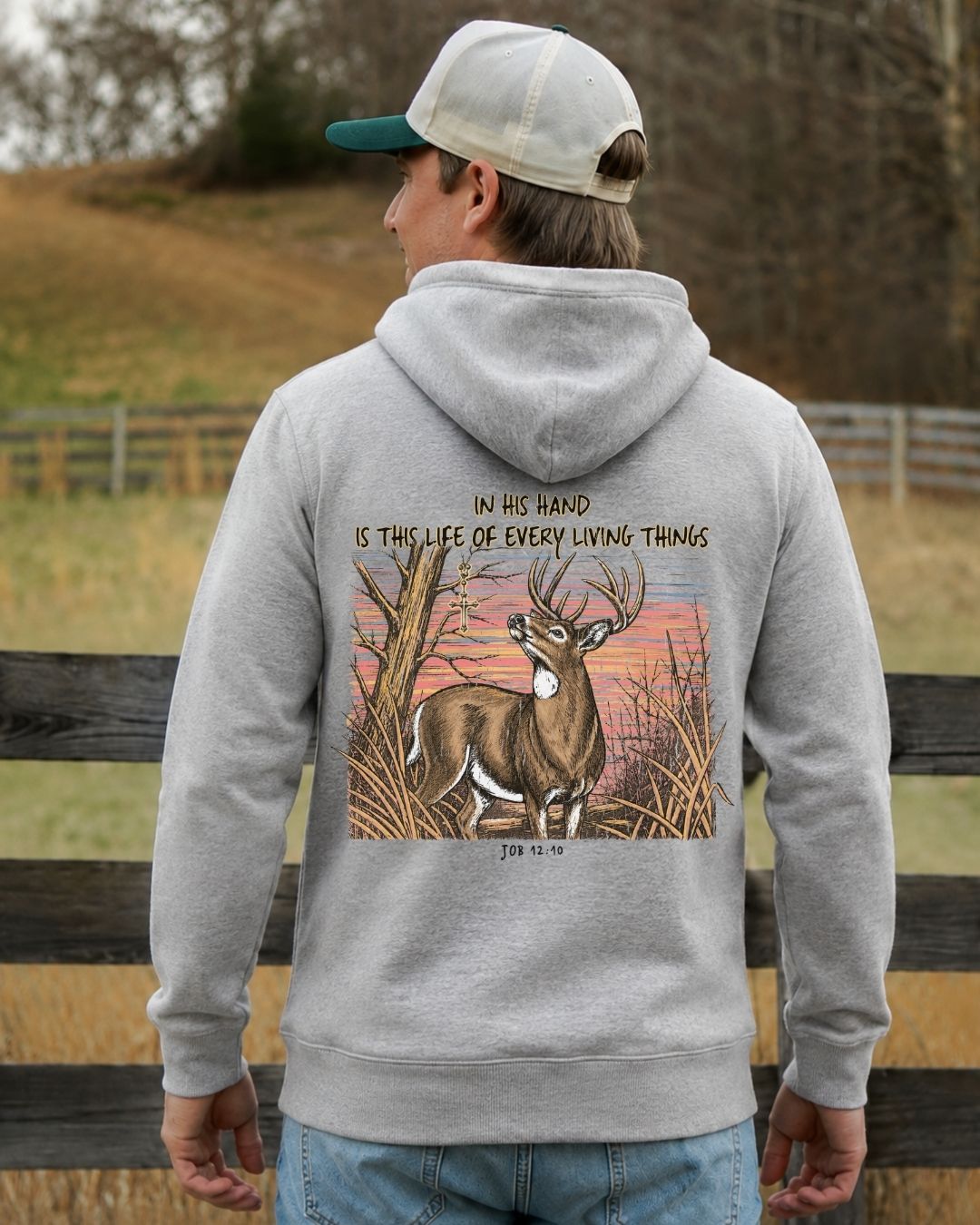 Christian Deer Job 12:10 Hoodie