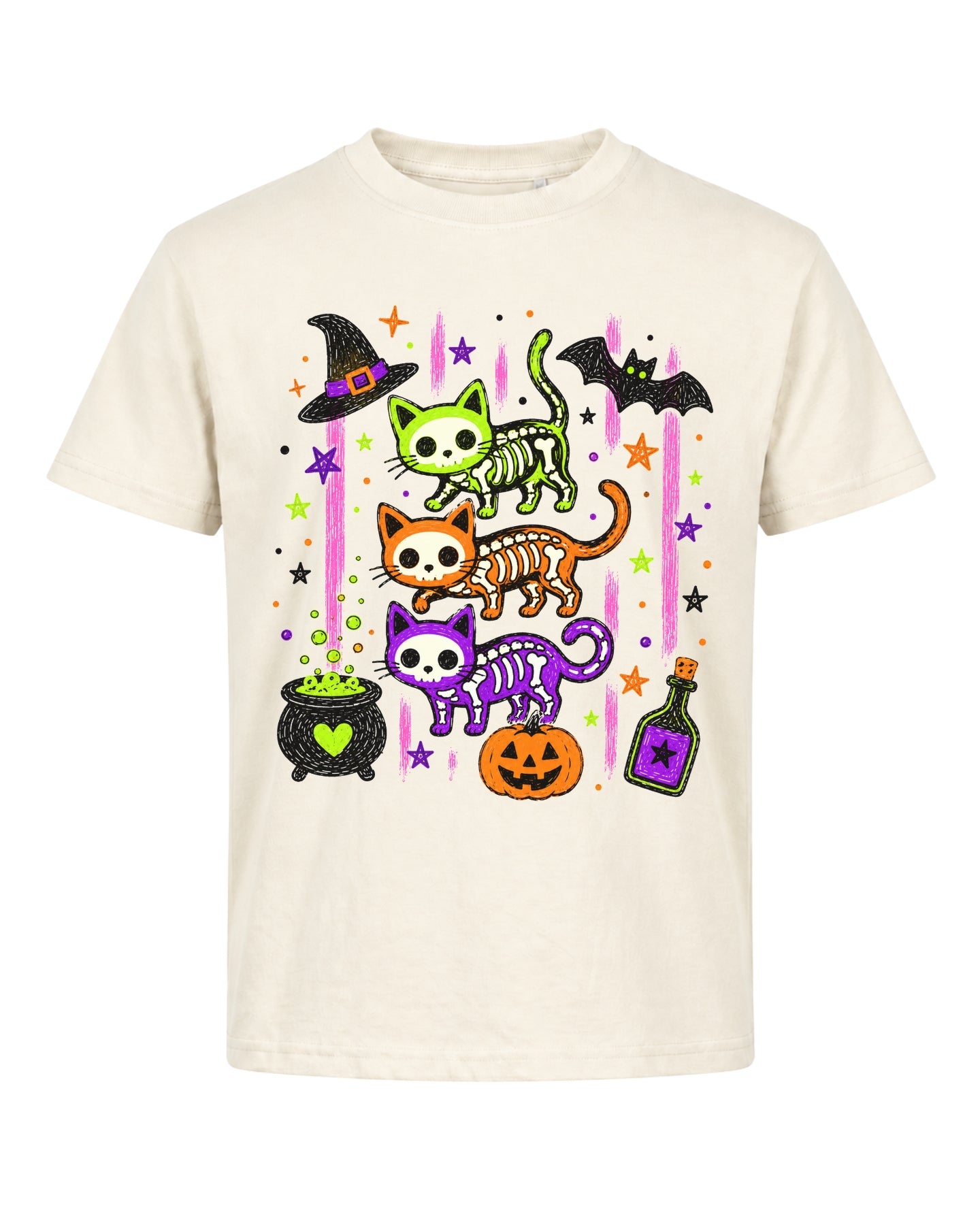 Cute Skeleton Cats Halloween Youth T-Shirt