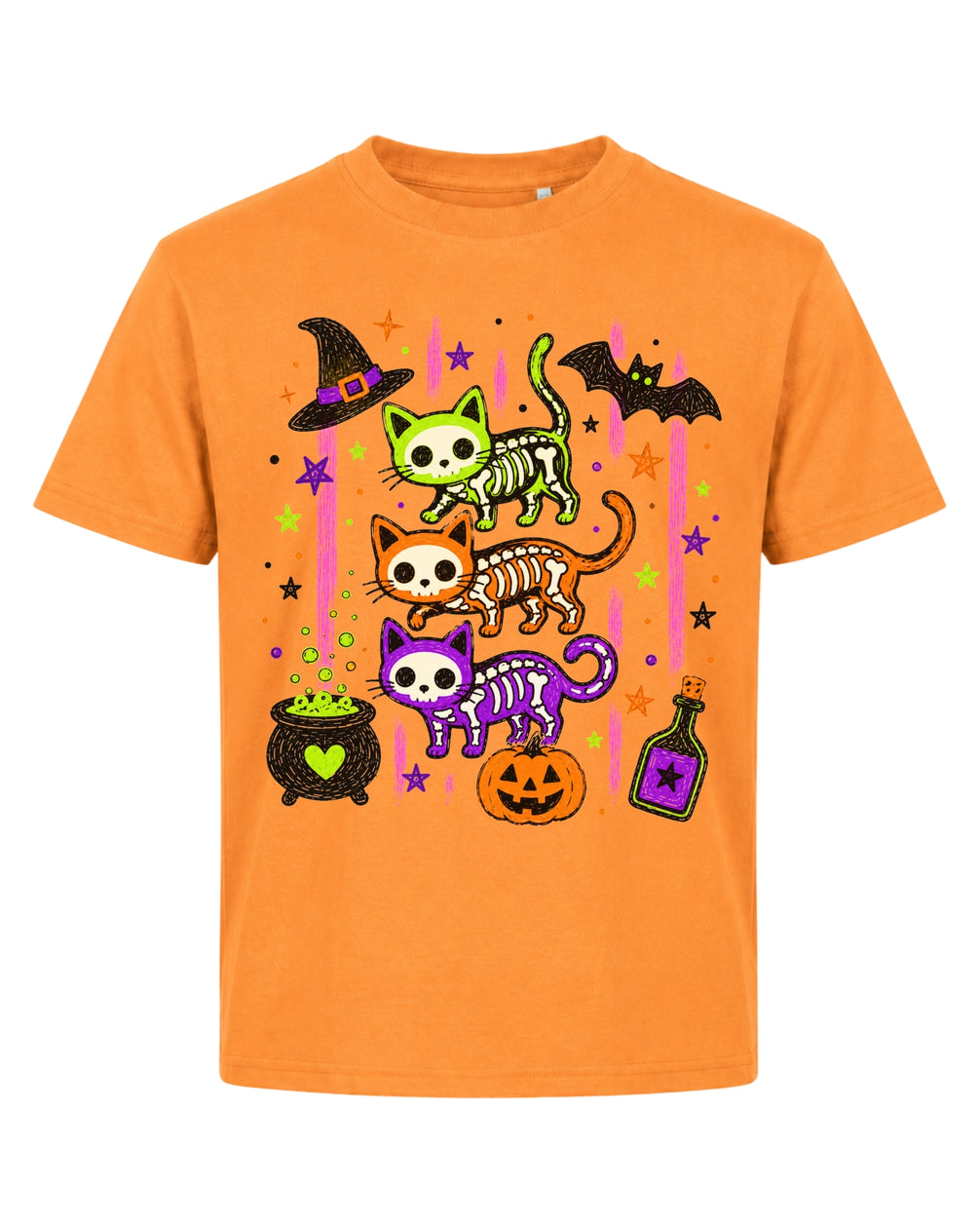 Cute Skeleton Cats Halloween Youth T-Shirt
