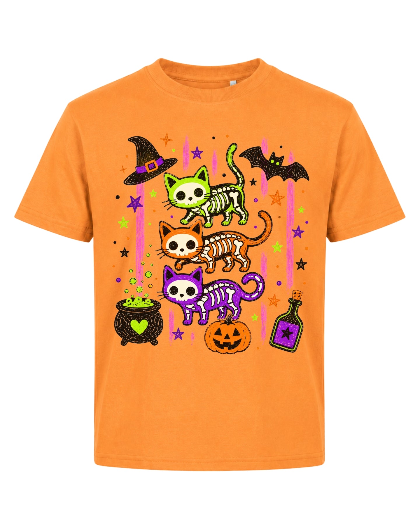 Cute Skeleton Cats Halloween Youth T-Shirt