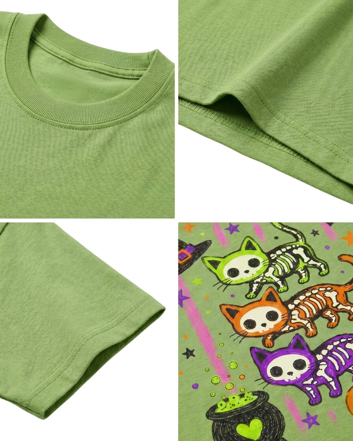 Cute Skeleton Cats Halloween Youth T-Shirt