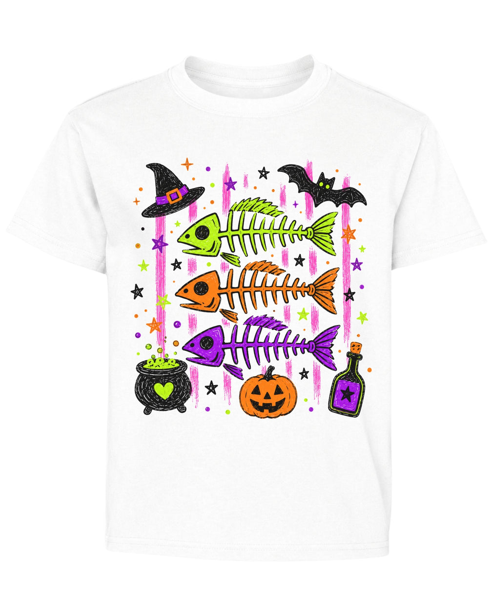 Cute Skeleton Fishs Halloween Youth T-Shirt