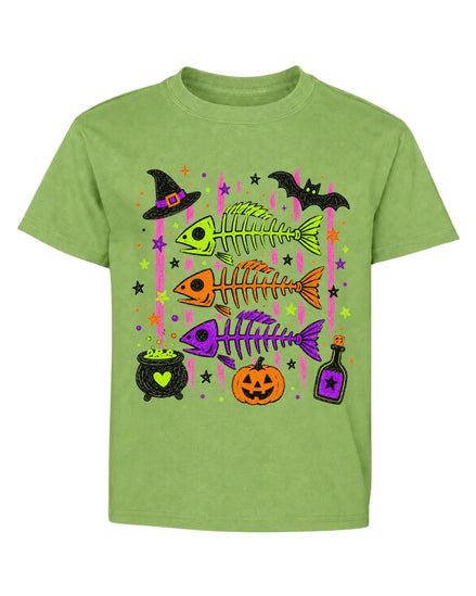 Cute Skeleton Fishs Halloween Youth T-Shirt