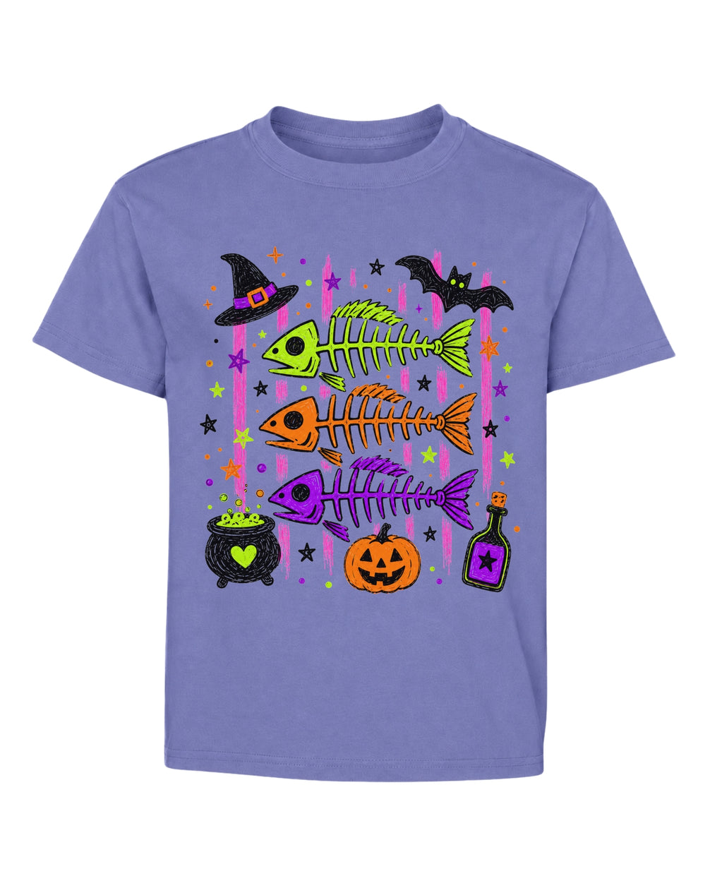 Cute Skeleton Fishs Halloween Youth T-Shirt