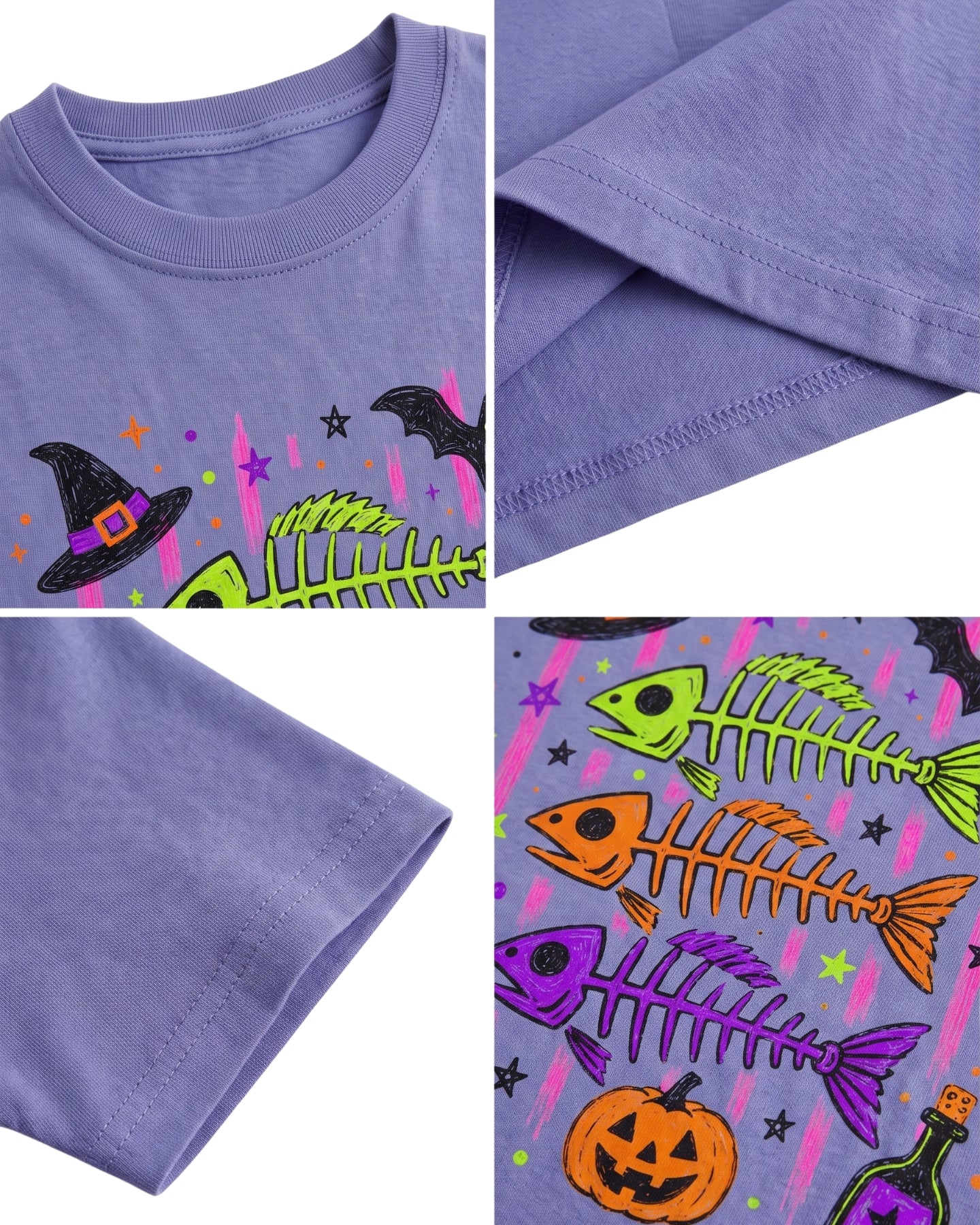 Cute Skeleton Fishs Halloween Youth T-Shirt
