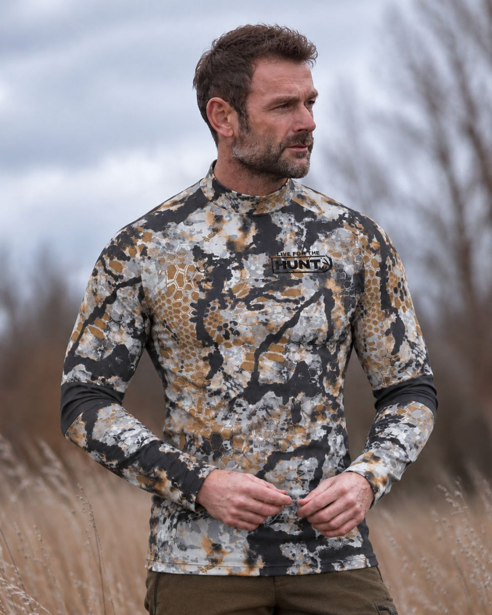 Long-Sleeve Turtleneck detail - Deer Hunter Camo Layering Series