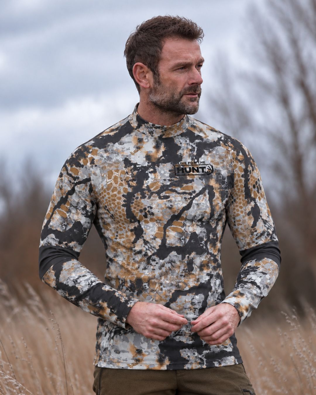 Long-Sleeve Turtleneck detail - Deer Hunter Camo Layering Series