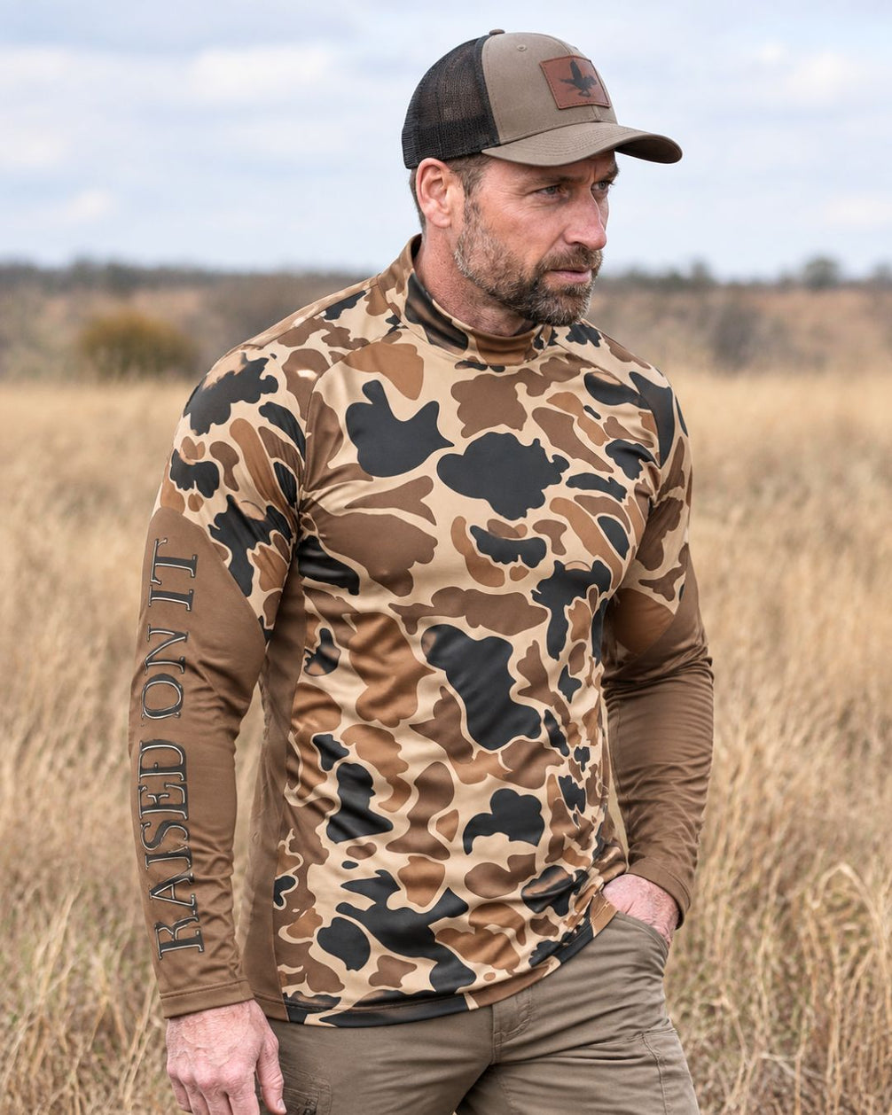 Long-Sleeve Turtleneck detail - Duck Dog Camo Layering Series