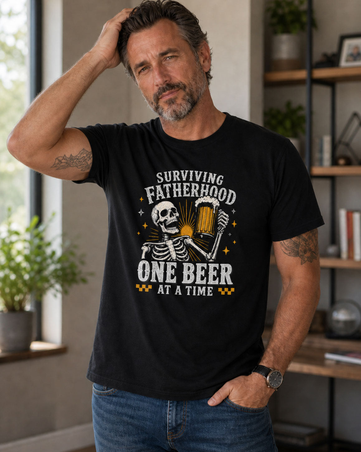 Funny Dad Beer Skeleton T-Shirt