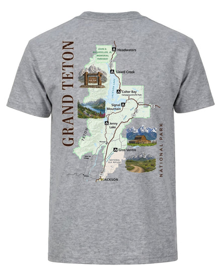 Grand Teton National Park Illustrated Map T-shirt