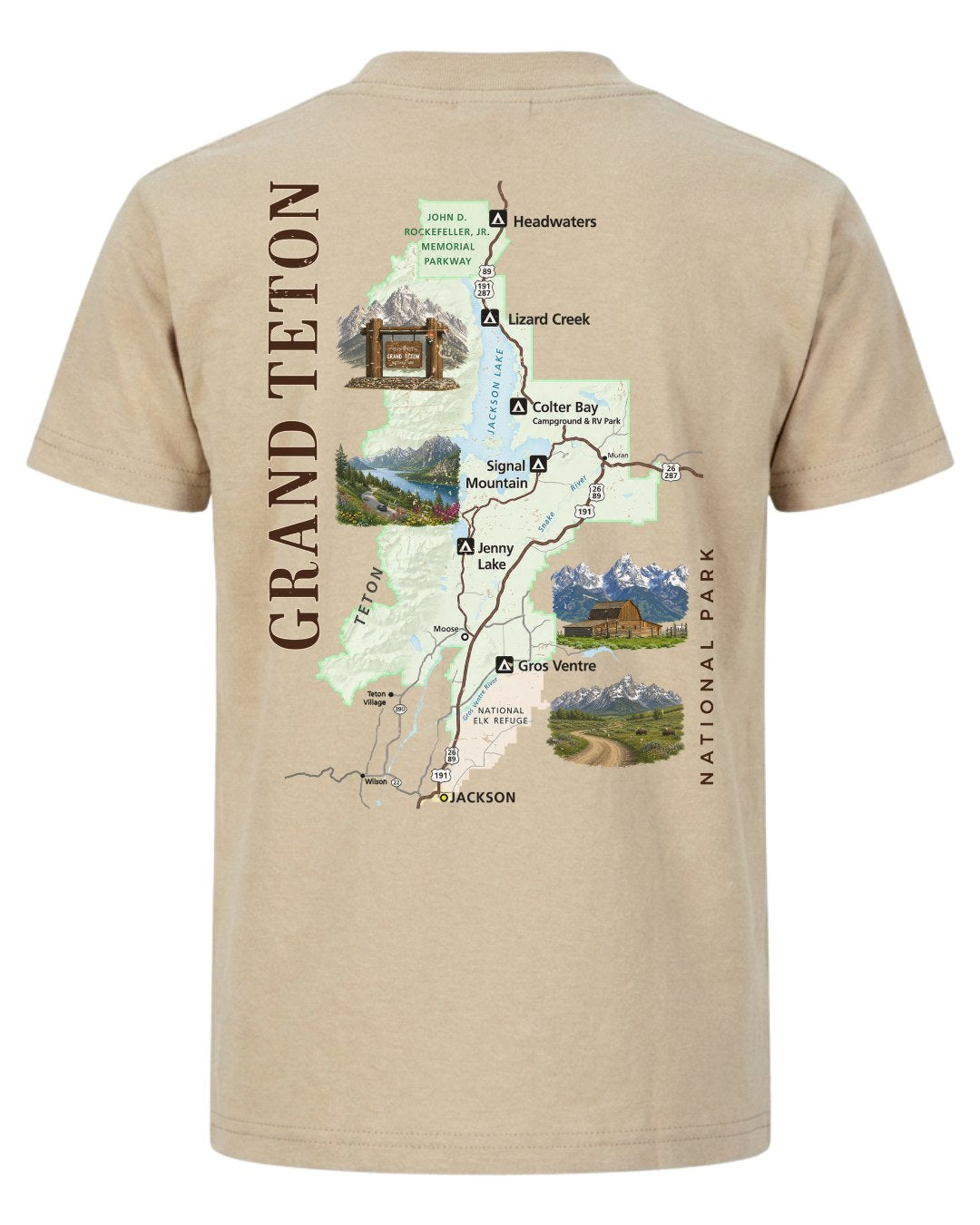 Grand Teton National Park Illustrated Map T-shirt