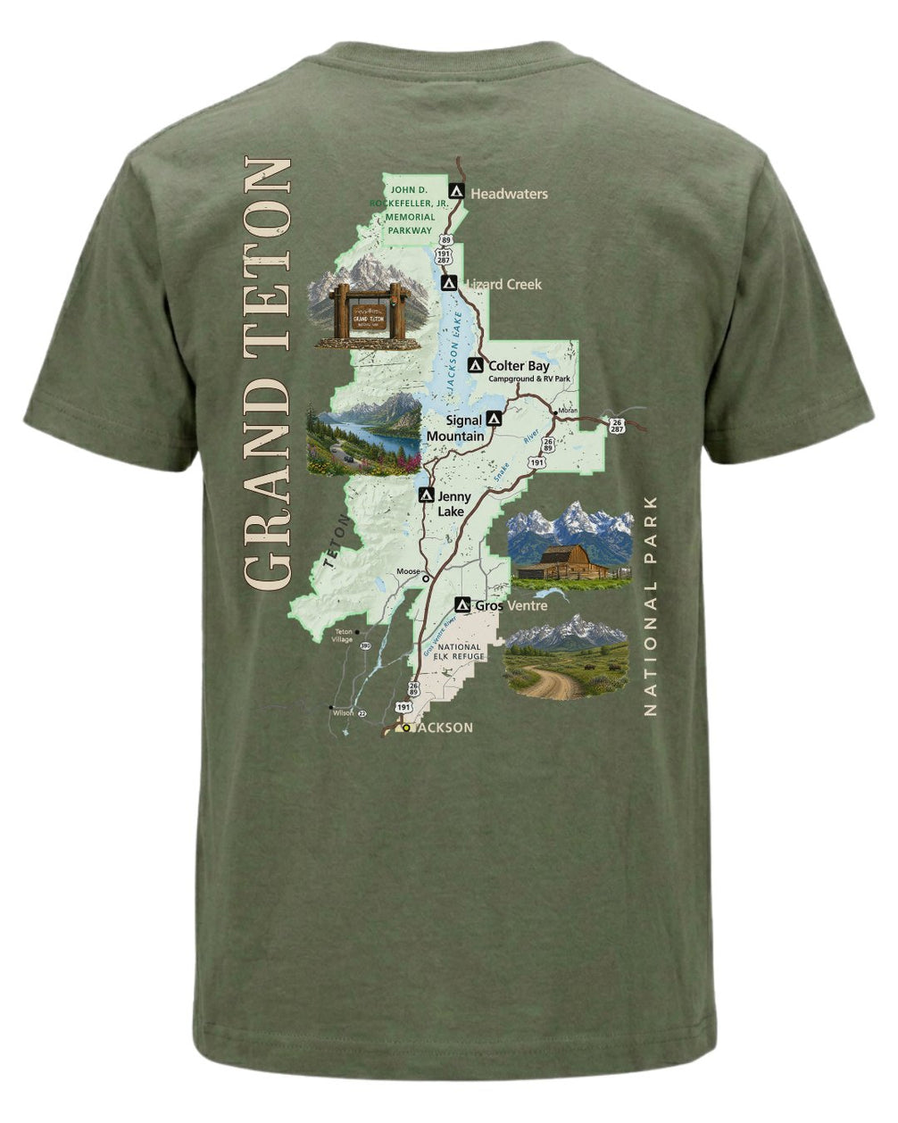 Grand Teton National Park Illustrated Map T-shirt