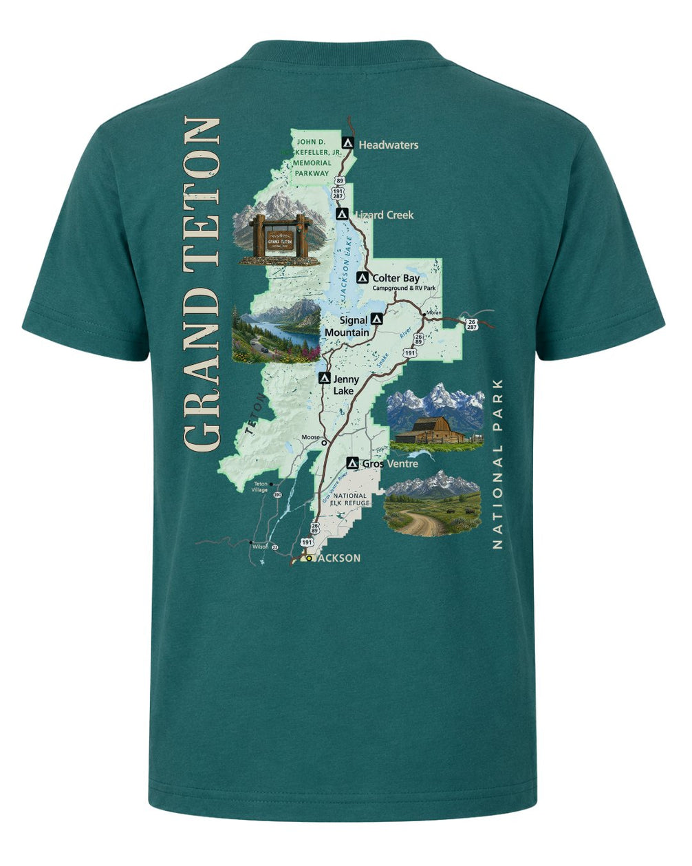 Grand Teton National Park Illustrated Map T-shirt
