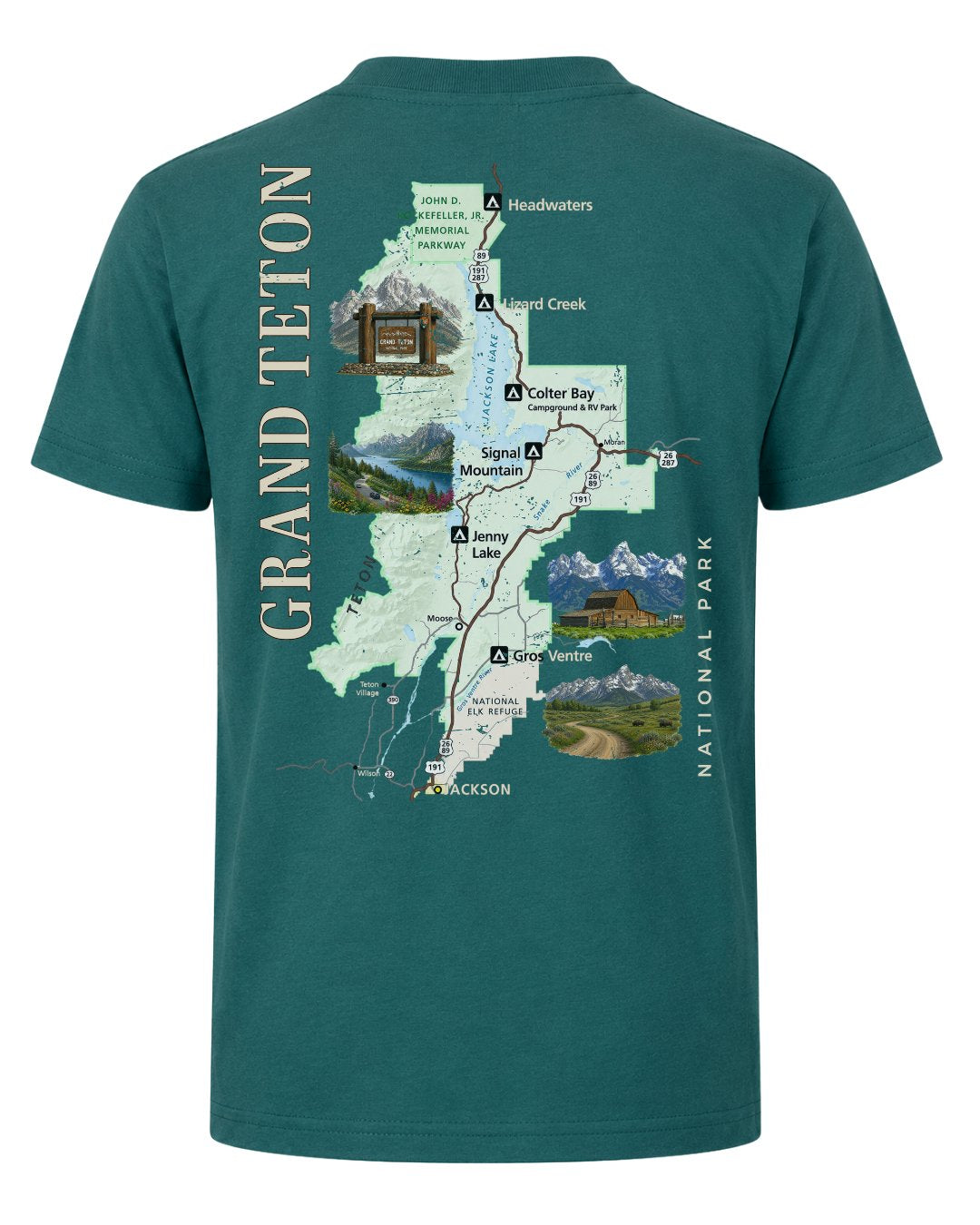 Grand Teton National Park Illustrated Map T-shirt