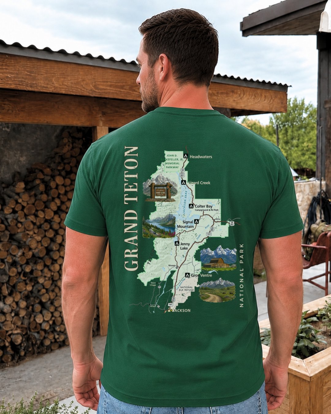 Grand Teton National Park Illustrated Map T-shirt