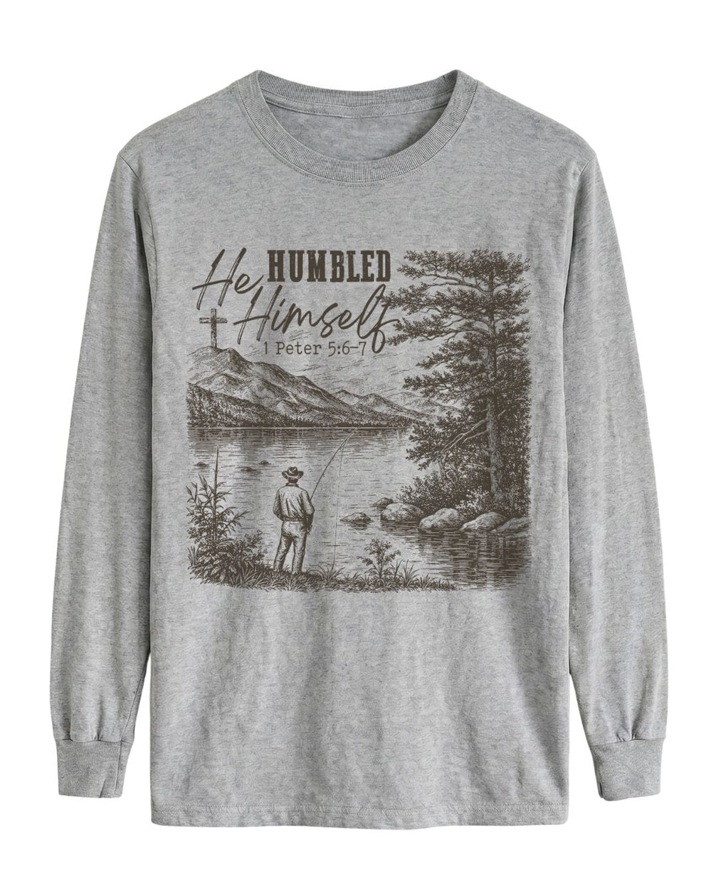 He Humbled Himself Fishing Long-sleeve - Sport Grey