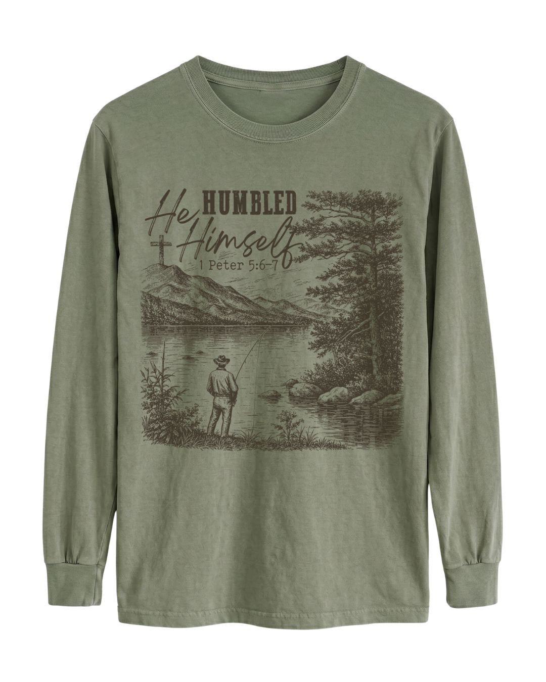 He Humbled Himself Fishing Long-sleeve - Military Green