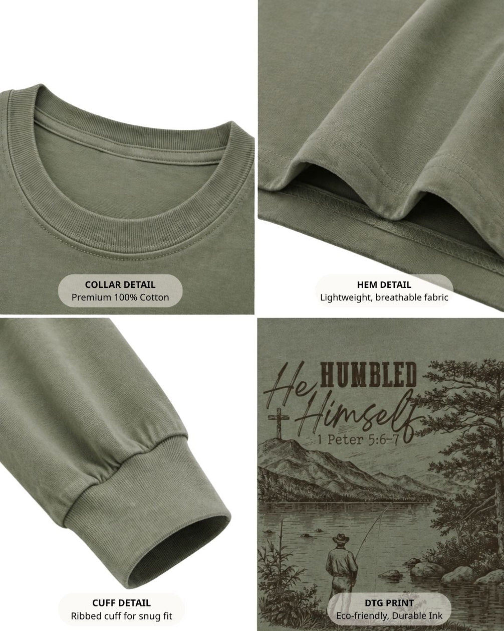 He Humbled Himself Fishing Long-sleeve - Gold lifestyle