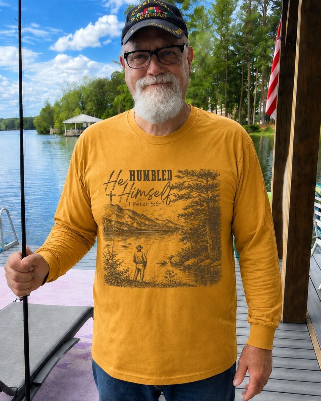 He Humbled Himself Fishing Long-sleeve - Gold