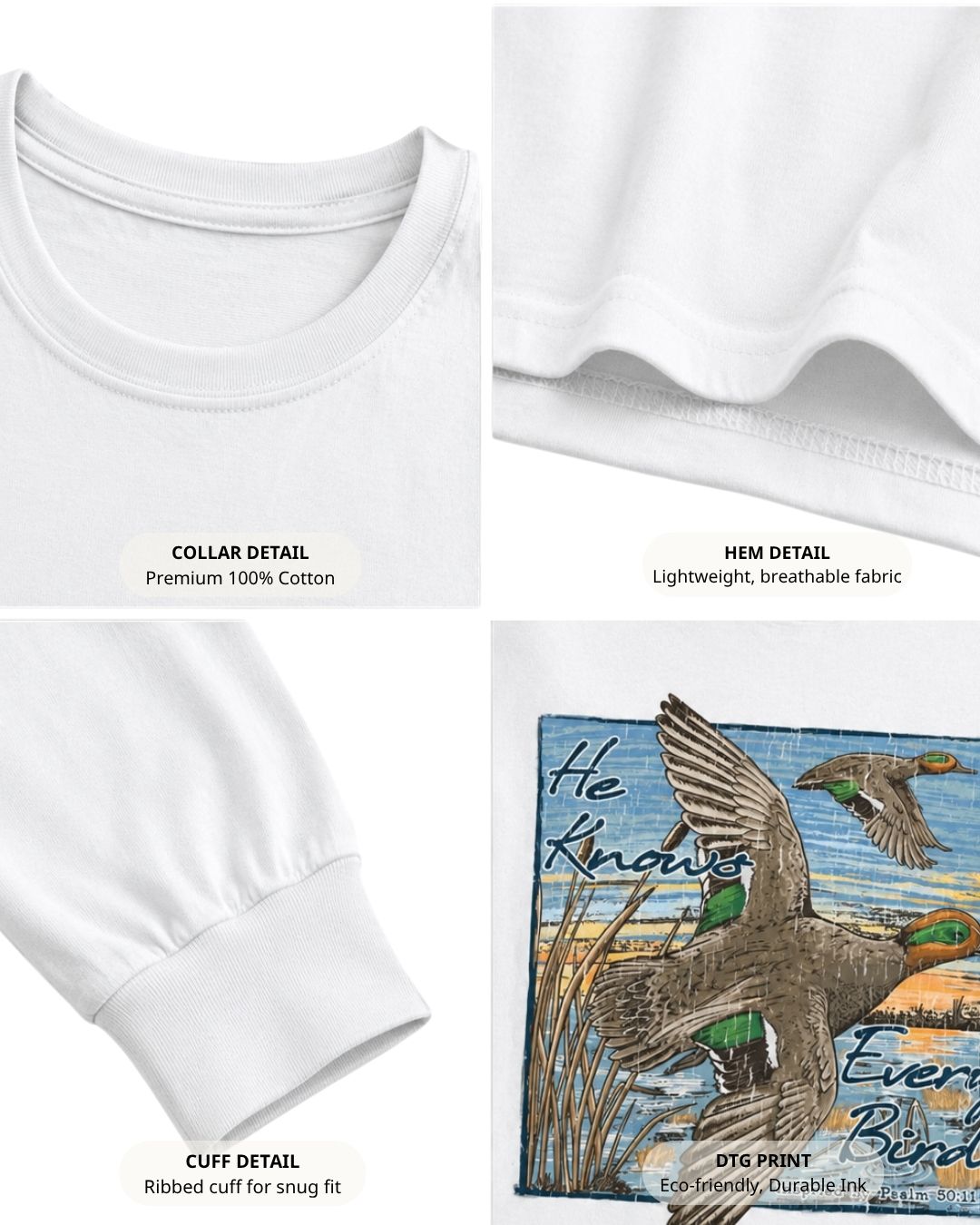 He Knows Every Bird Long-sleeve
