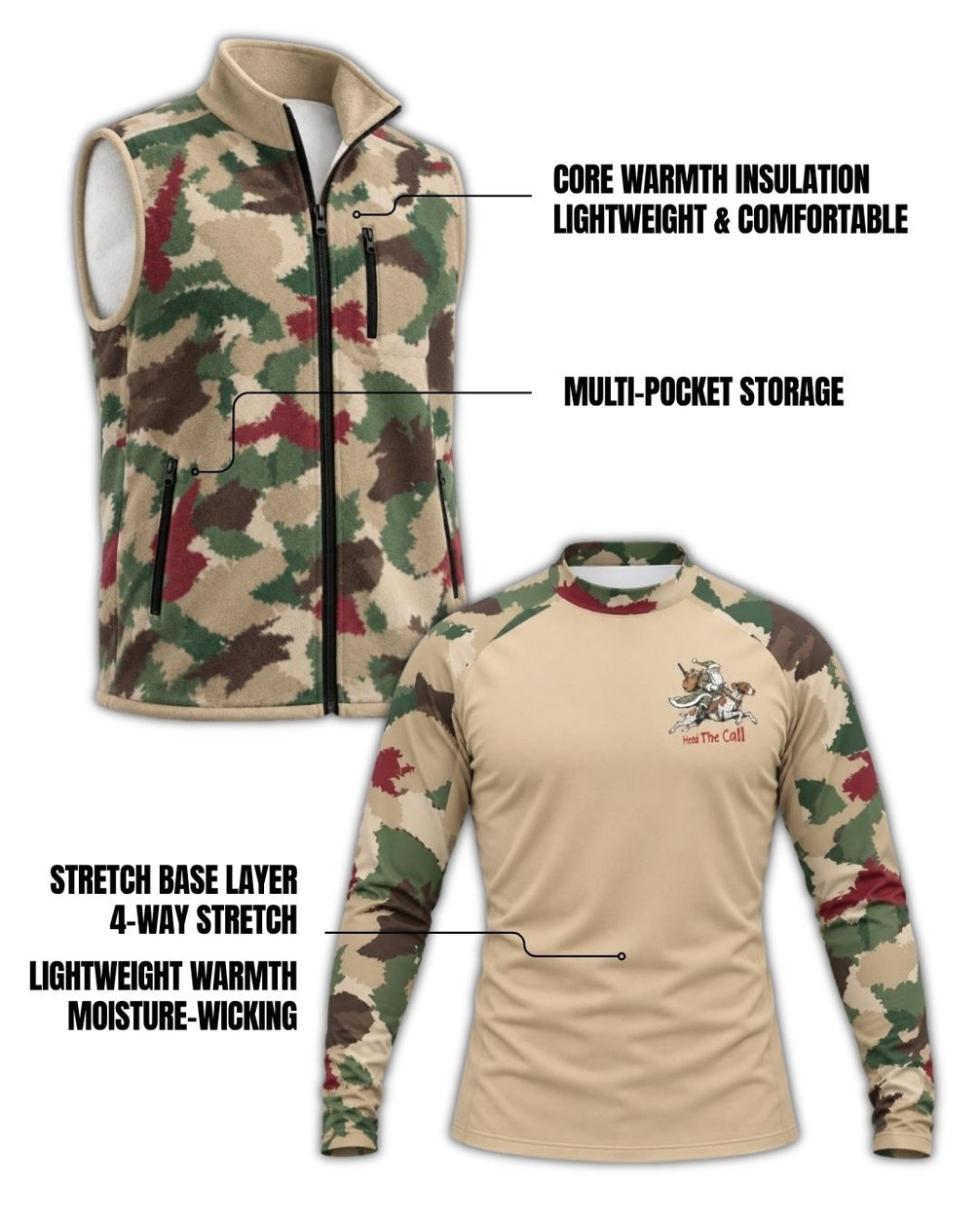 Combo detail - Heed The Call Christmas Camo Layering Series