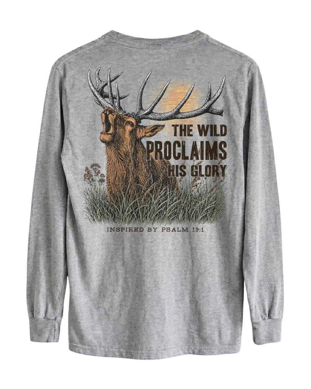 Inspirational Bible Verse Elk Long-sleeve - Sport Grey