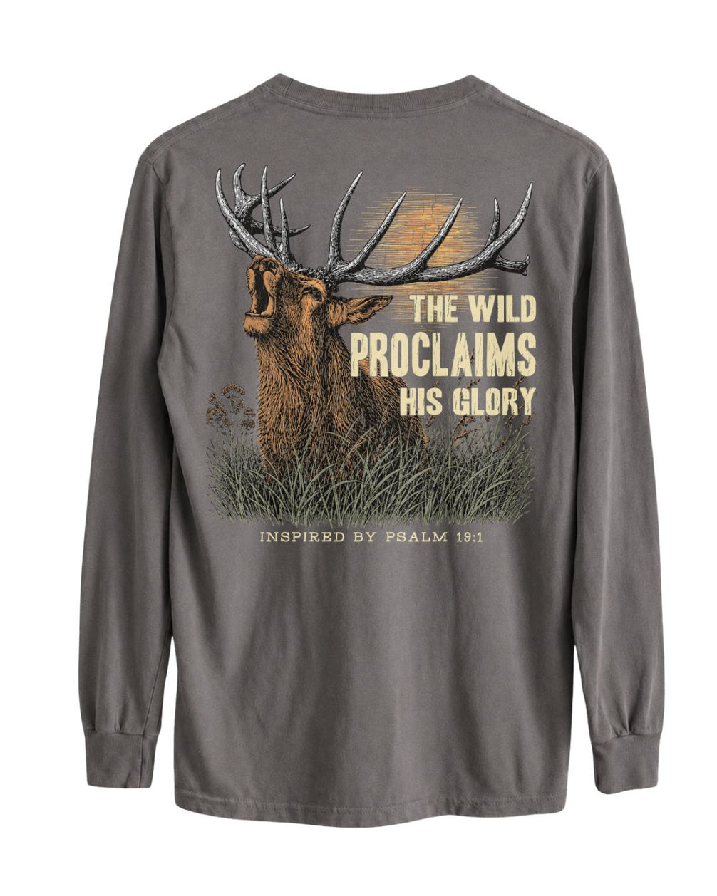 Inspirational Bible Verse Elk Long-sleeve - Charcoal
