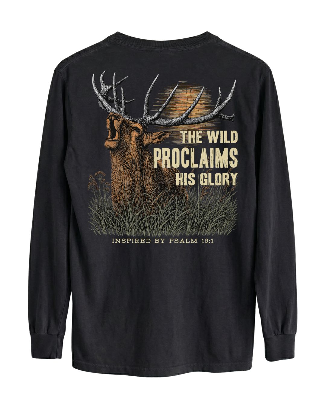 Inspirational Bible Verse Elk Long-sleeve - Black
