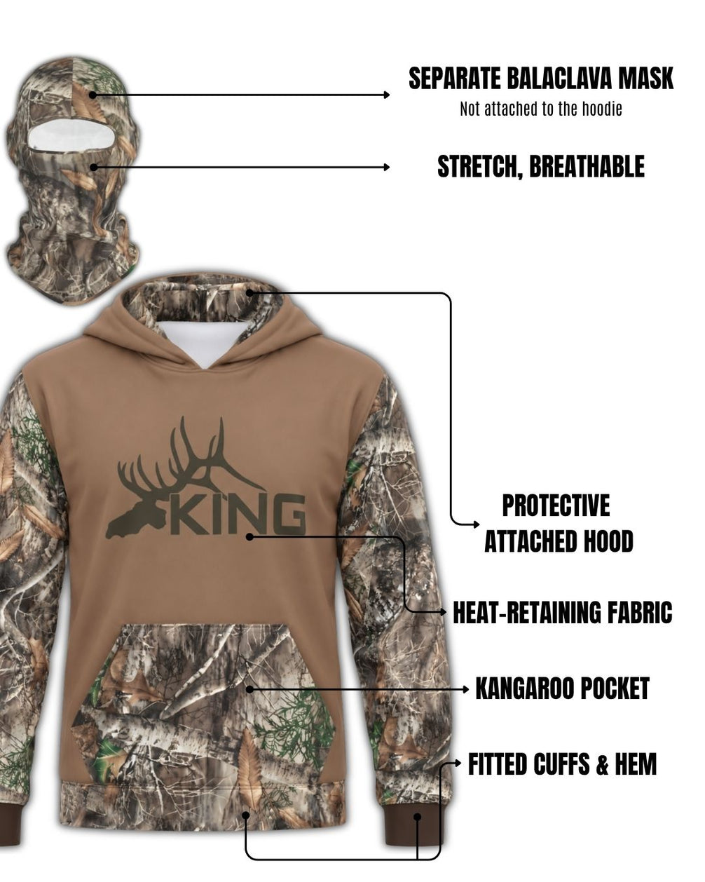 King Camo Balaclava Hoodie