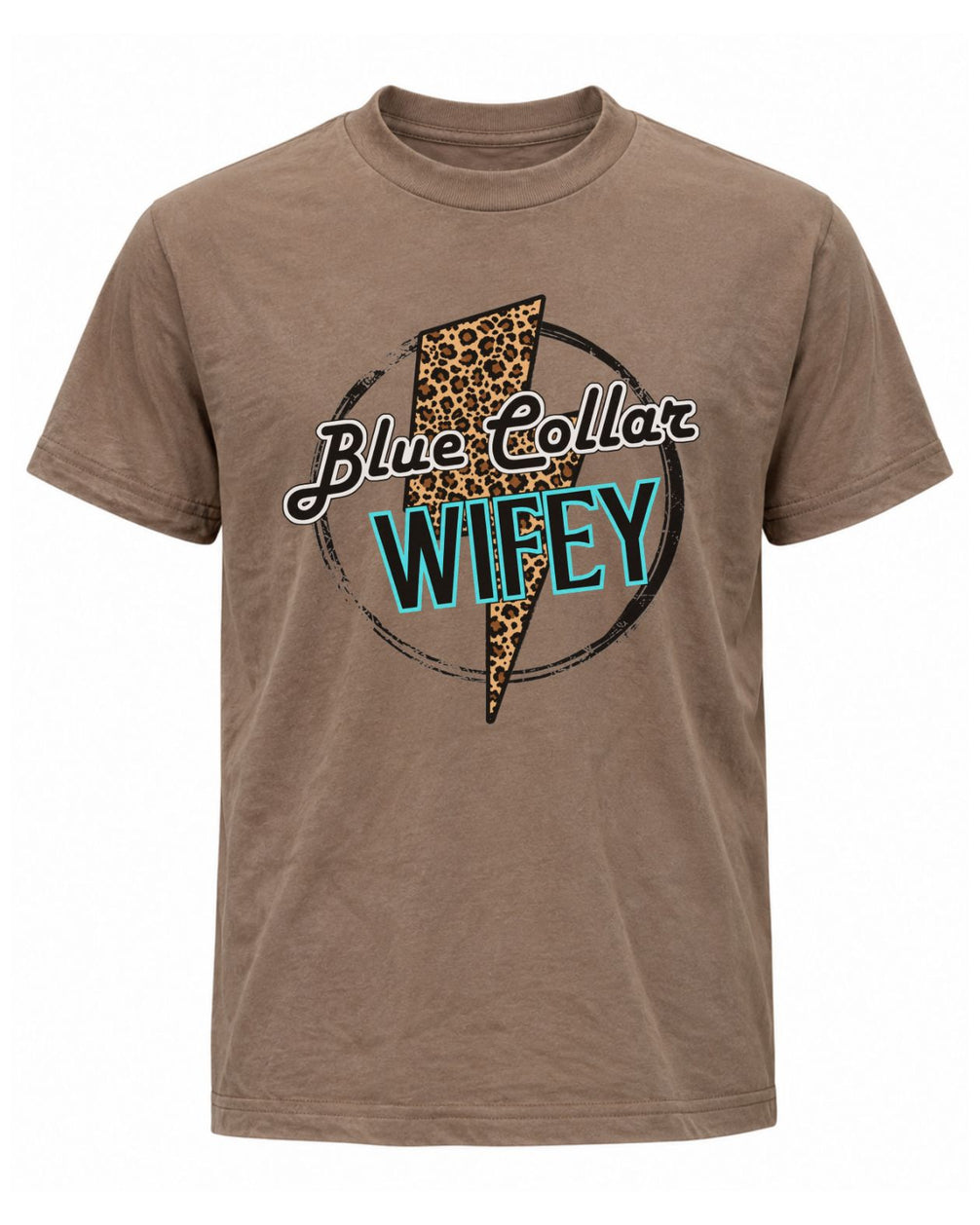 Leopard Lightning Blue Collar Couple T-shirt