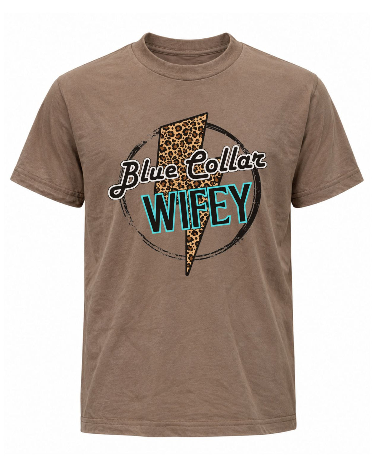 Leopard Lightning Blue Collar Couple T-shirt