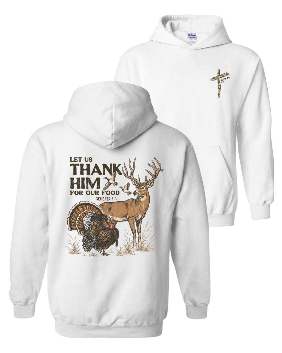 Let Us Thank Him Genesis 9:3 Two-sided Hoodie