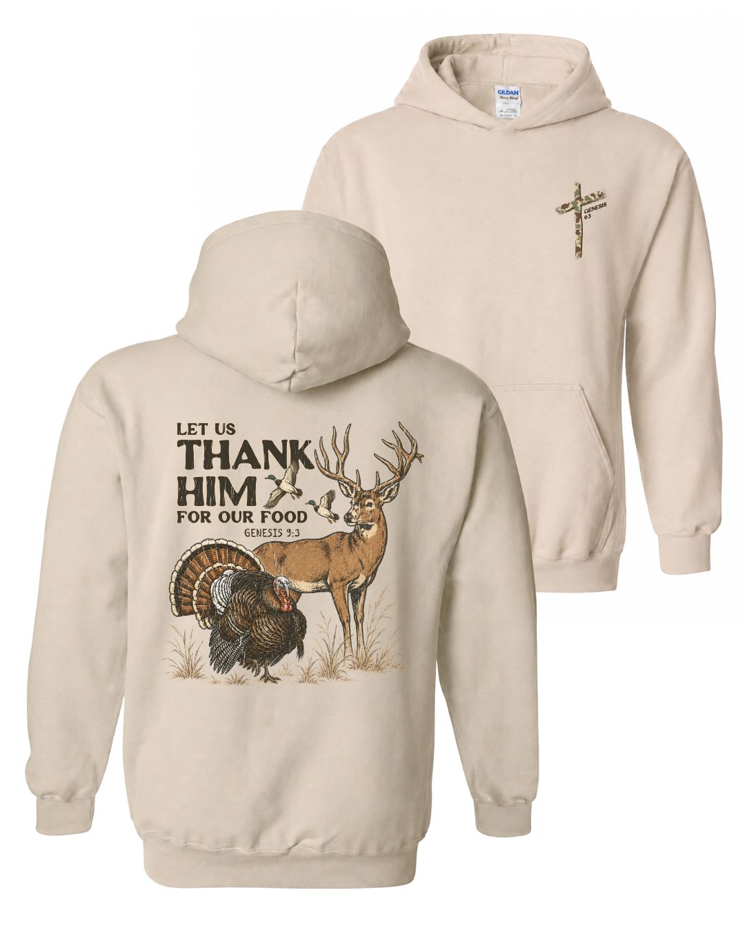 Let Us Thank Him Genesis 9:3 Two-sided Hoodie