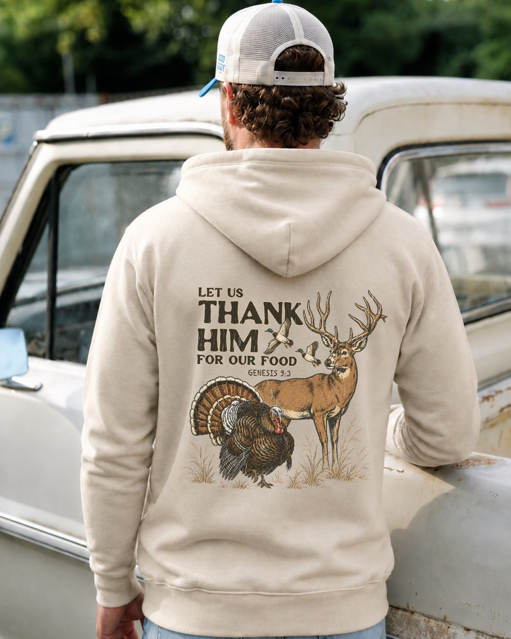 Let Us Thank Him Genesis 9:3 Two-sided Hoodie