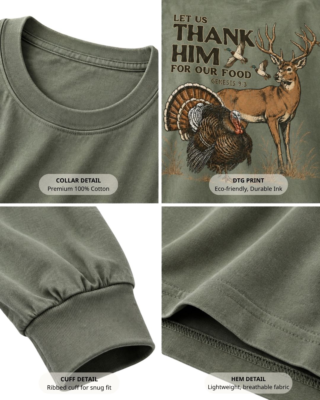 Let Us Thank Him Genesis 9:3 Two-sided Long-sleeve