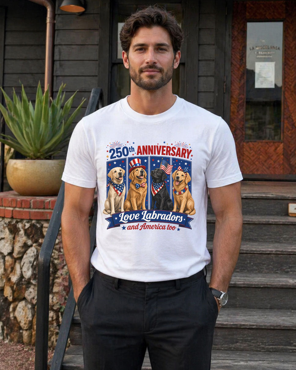 Love Labradors And America Too T-shirt