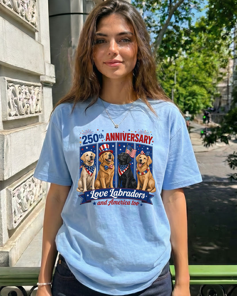 Love Labradors And America Too T-shirt