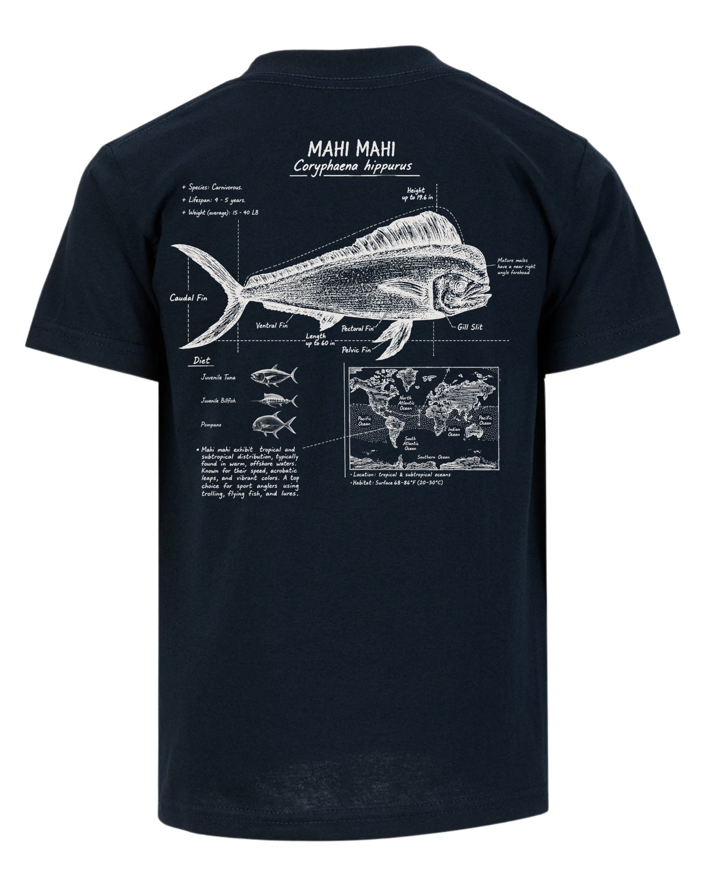 Mahi Mahi Anatomy Blueprint T-shirt