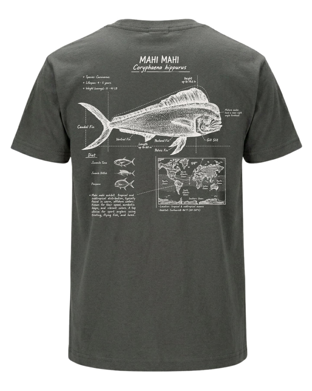 Mahi Mahi Anatomy Blueprint T-shirt